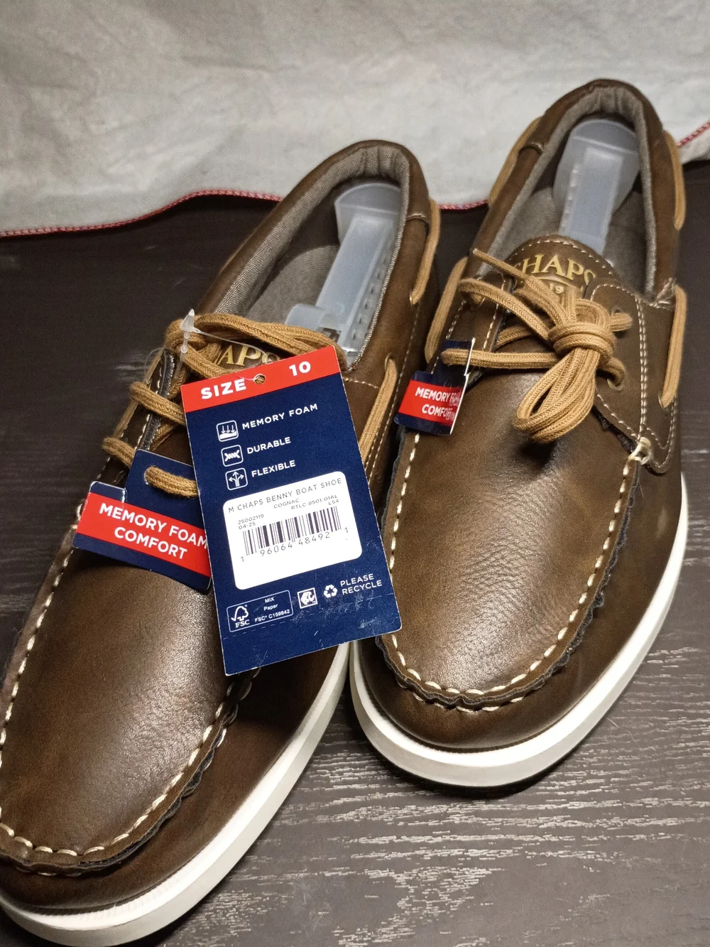 Chaps Brown Boat Shoes. NWT.  Mens 10. Waterproof Uppers!!